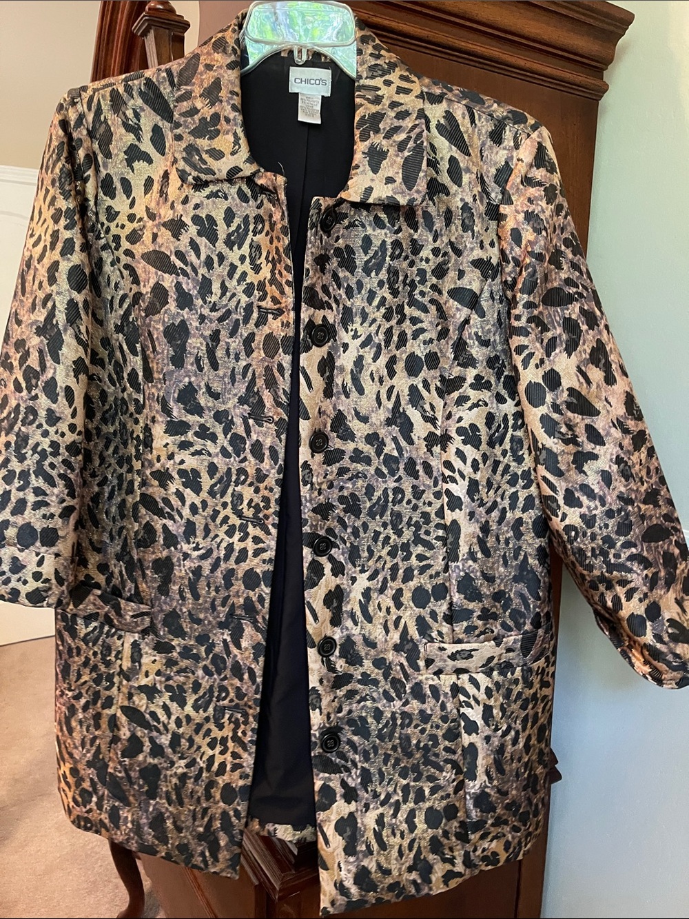 Chico's Leopard-Print Blazer in Brown and Black